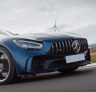 Blue Mercedes Car On Road